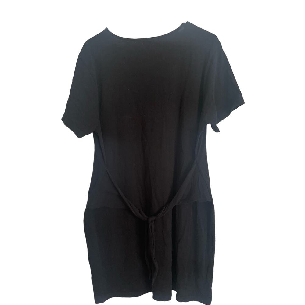 JCrew Black Short Sleeve Jersey Dress, Wrap Knot Tie at front waist, size XL